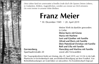 Traueranzeige von Franz Meier von Pegnitz-Zeitung