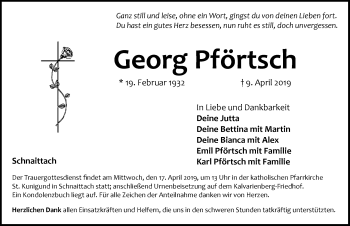 Traueranzeige von Georg Pförtsch von Pegnitz-Zeitung