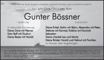 Traueranzeige von Gunter Bössner von Hersbrucker Zeitung