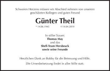 Traueranzeige von Günter Theil von Hersbrucker Zeitung