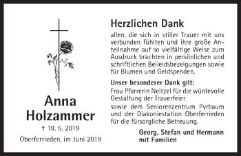 Traueranzeige von Anna Holzammer von Der Bote