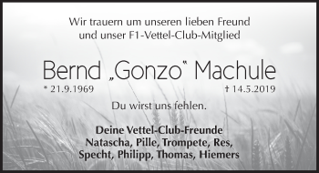 Traueranzeige von Bernd Machule von Pegnitz-Zeitung