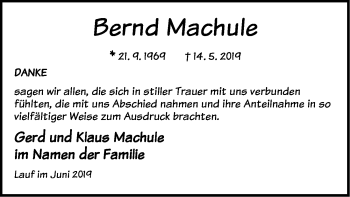Traueranzeige von Bernd Machule von Pegnitz-Zeitung