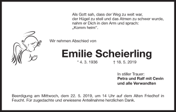 Traueranzeige von Emilie Scheierling von Der Bote