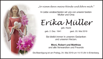 Traueranzeige von Erika Müller von Pegnitz-Zeitung