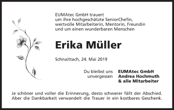 Traueranzeige von Erika Müller von Der Bote