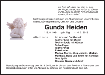 Traueranzeige von Gunda Heiden von Der Bote