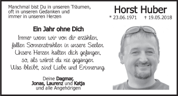 Traueranzeige von Horst Huber von Hersbrucker Zeitung