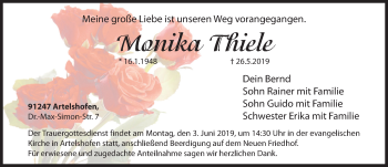 Traueranzeige von Monika Thiele von Hersbrucker Zeitung