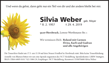 Traueranzeige von Silvia Weber von Hersbrucker Zeitung