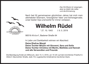 Traueranzeige von Wilhelm Rüdel von Der Bote