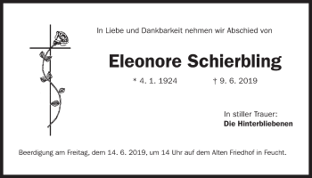Traueranzeige von Eleonore Schierbling von Der Bote