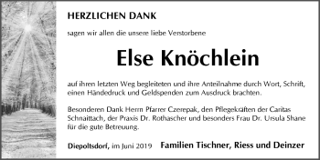 Traueranzeige von Else Knöchlein von Pegnitz-Zeitung