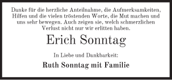 Traueranzeige von Erich Sonntag von Hersbrucker Zeitung