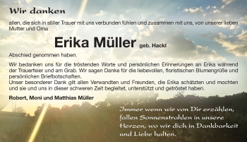 Traueranzeige von Erika Müller von Pegnitz-Zeitung