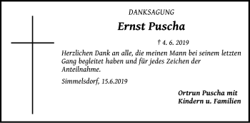 Traueranzeige von Ernst Puscha von Pegnitz-Zeitung