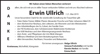 Traueranzeige von Erwin Ullrich von Hersbrucker Zeitung