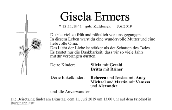Traueranzeige von Gisela Ermers von Der Bote