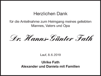 Traueranzeige von Hanns-Günter Fath von Pegnitz-Zeitung