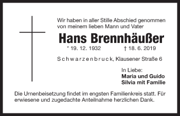 Traueranzeige von Hans Brennhäußer von Der Bote