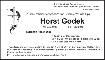 Traueranzeige von Horst Godek von Hersbrucker Zeitung