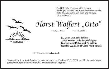 Traueranzeige von Horst Wolfert von Der Bote