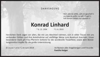 Traueranzeige von Konrad Linhard von Der Bote