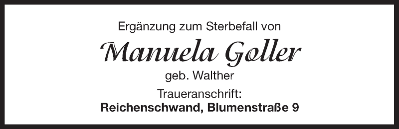  Traueranzeige für Manuela Goller vom 17.06.2019 aus Hersbrucker Zeitung