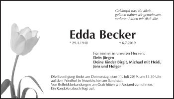 Traueranzeige von Edda Becker von Pegnitz-Zeitung
