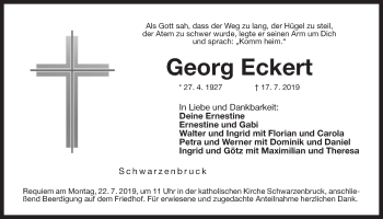Traueranzeige von Georg Eckert von Der Bote