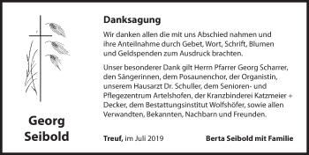 Traueranzeige von Georg Seibold von Hersbrucker Zeitung