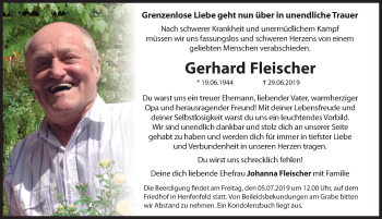 Traueranzeige von Gerhard Fleischer von Hersbrucker Zeitung