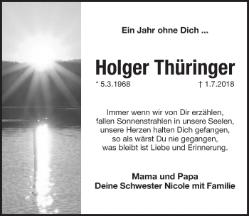 Traueranzeige von Holger Thüringer von Pegnitz-Zeitung