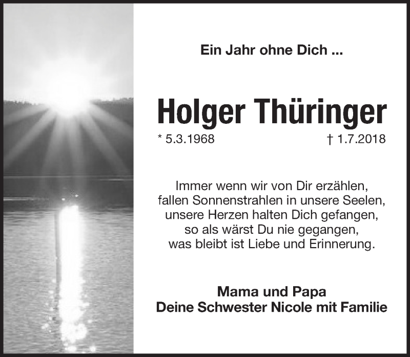  Traueranzeige für Holger Thüringer vom 01.07.2019 aus Pegnitz-Zeitung