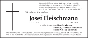 Traueranzeige von Josef Fleischmann von Pegnitz-Zeitung