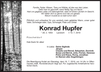 Traueranzeige von Konrad Hupfer von Hersbrucker Zeitung