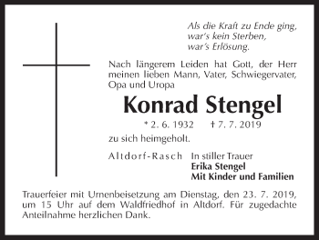 Traueranzeige von Konrad Stengel von Der Bote