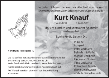 Traueranzeige von Kurt Knauf von Hersbrucker Zeitung