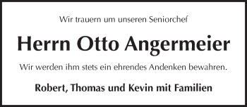 Traueranzeige von Otto Angermeier von Pegnitz-Zeitung