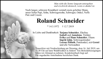 Traueranzeige von Roland Schneider von Der Bote