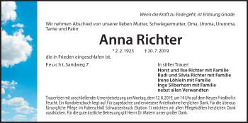 Traueranzeige von Anna Richter von Der Bote