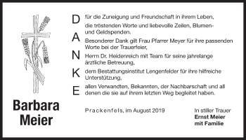 Traueranzeige von Barbara Meier von Der Bote