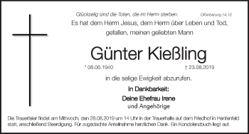 Traueranzeige von Günter Kießling von Hersbrucker Zeitung