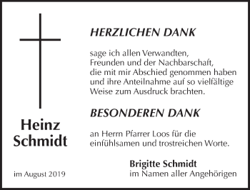 Traueranzeige von Heinz Schmidt von Pegnitz-Zeitung