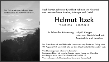Traueranzeige von Helmut Itzek von Pegnitz-Zeitung