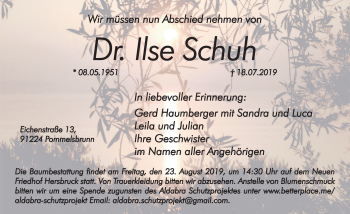 Traueranzeige von Ilse Schuh von Hersbrucker Zeitung