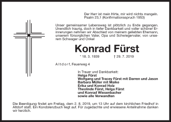 Traueranzeige von Konrad Fürst von Der Bote