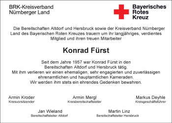 Traueranzeige von Konrad Fürst von Hersbrucker Zeitung