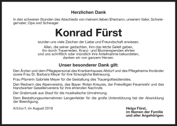 Traueranzeige von Konrad Fürst von Der Bote