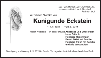 Traueranzeige von Kunigunde Eckstein von Der Bote